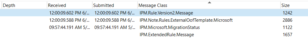 OOF rules in message class tab