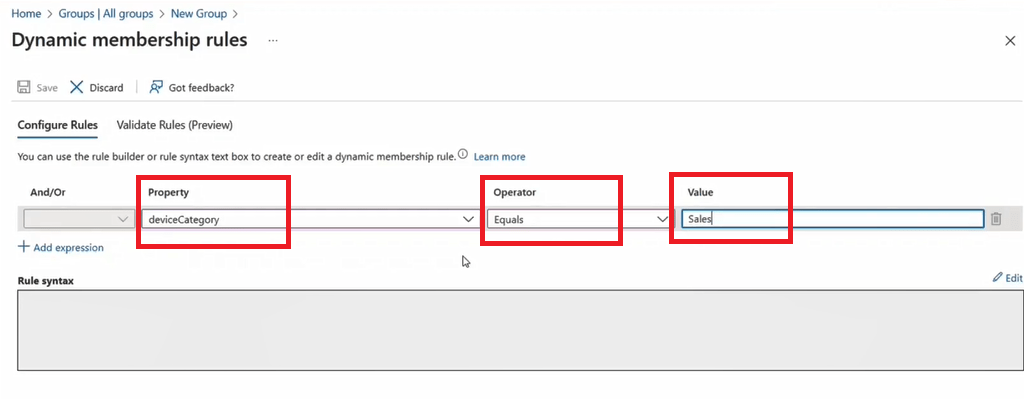 dynamic membership rule in security group