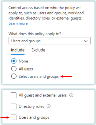 include users in conditional access policies