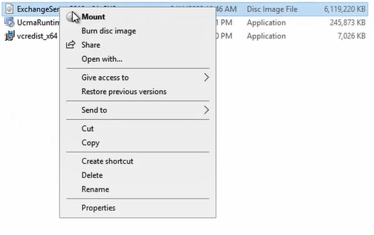 mount exchange server 2019