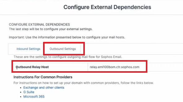 sophos outbound email gateway settings