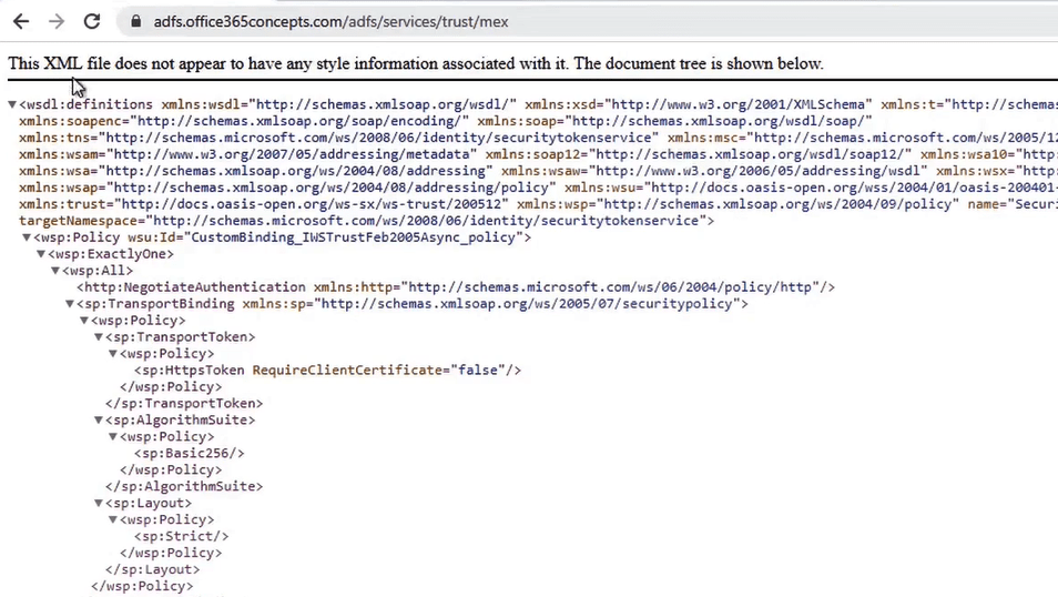 ADFS endpoint xml file