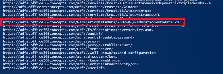 ADFS federation metadata URL