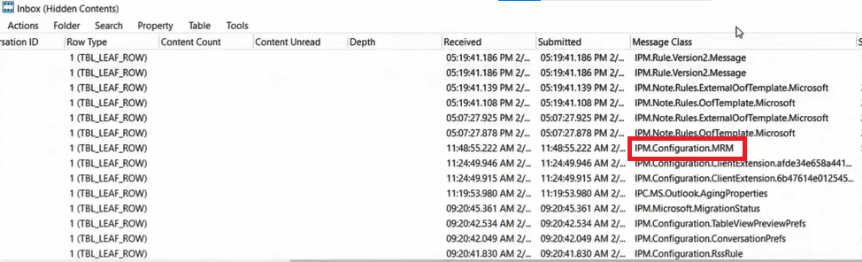 IPM.Configuration.MRM in MFCMAPI