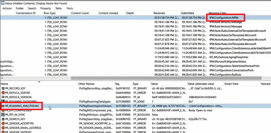 PR ROAMING XMLSTREAM in MFCMAPI 1