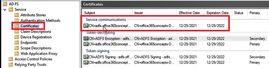 adfs ssl certificate