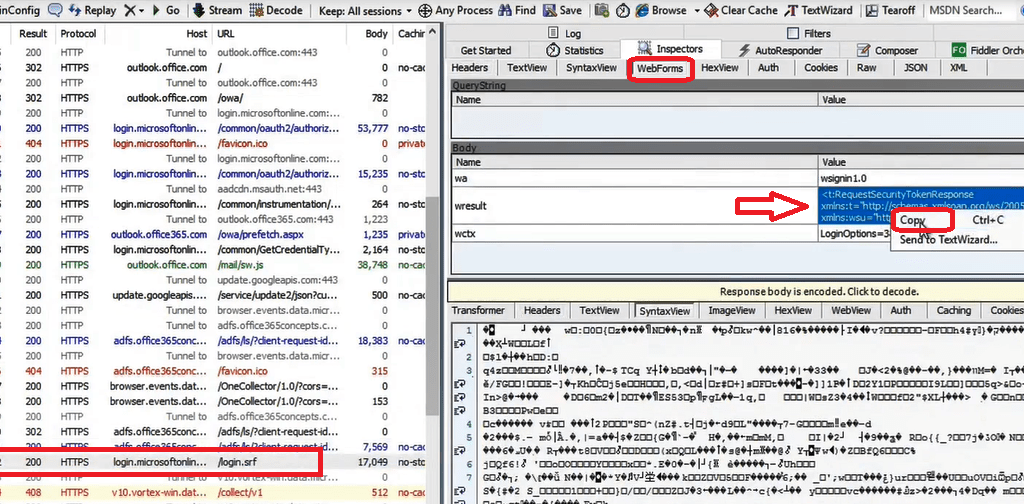 analyze adfs token with fiddler