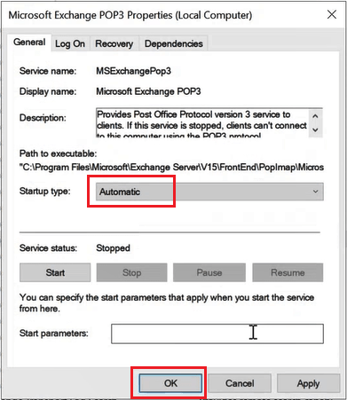 change startup type of service to manual