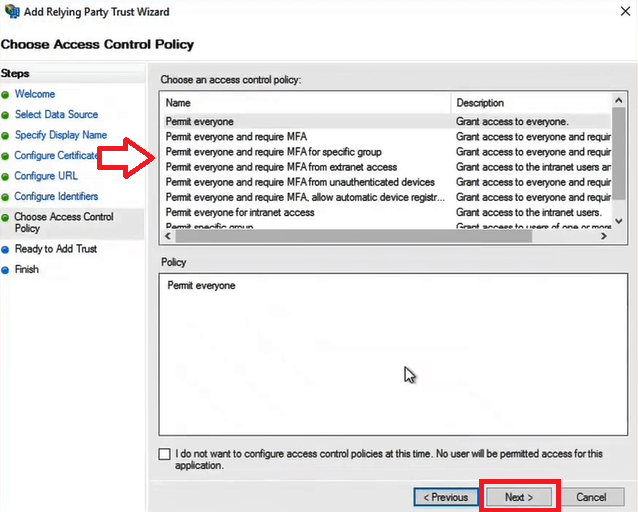 choose access control policy