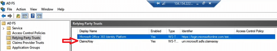 claims x ray relying party trust