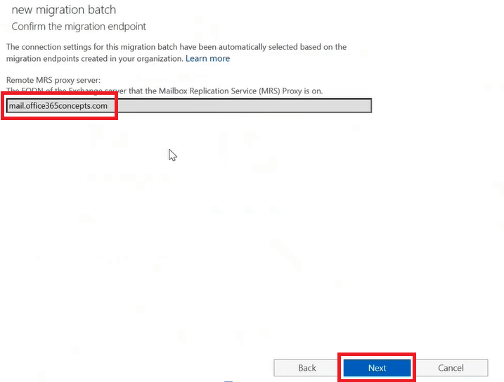 confirm the migration endpoint