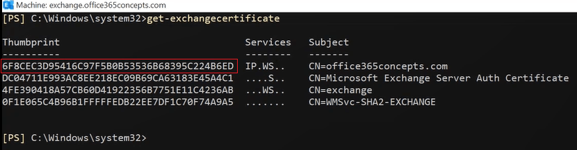 copy thumbprint of SSL certificate