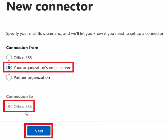 create inbound connection in exchange online