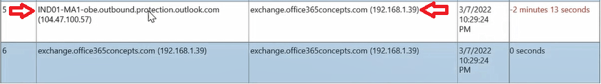 email from EOP to exchange server 1