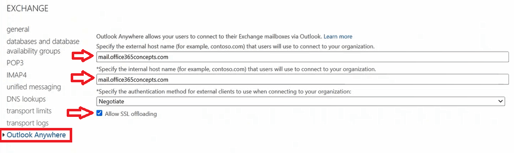 enable outlook anywhere in exchange server 2019