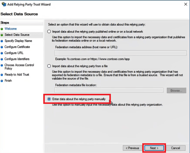 enter data source manually