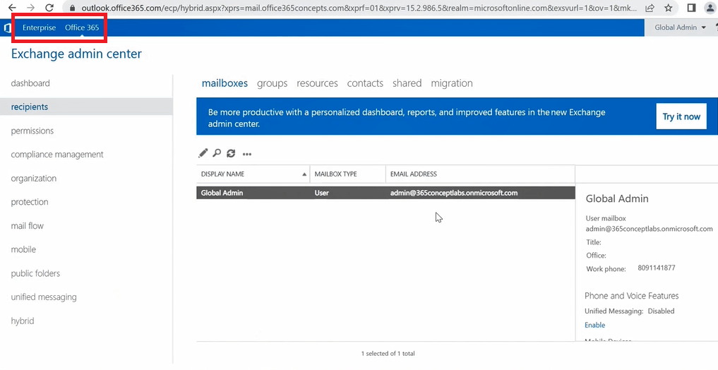 exchange admin center 1