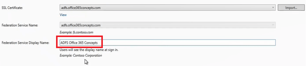 federation service display name