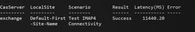 imap connectivity result