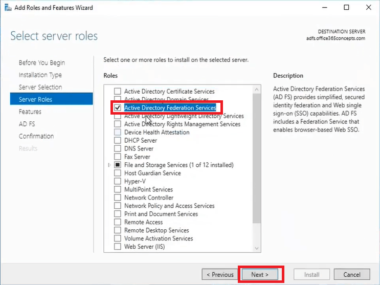 install active directory federation services