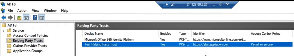 new relying party trust