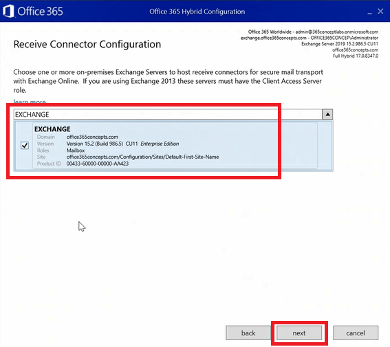 receive connection configuration HCW