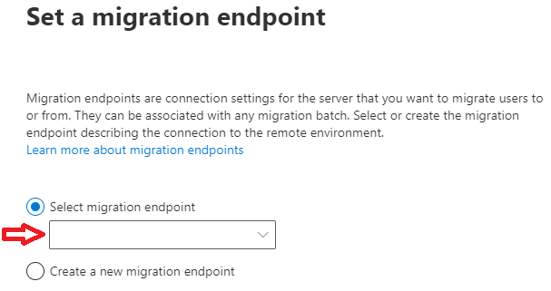 set a migration endpoint