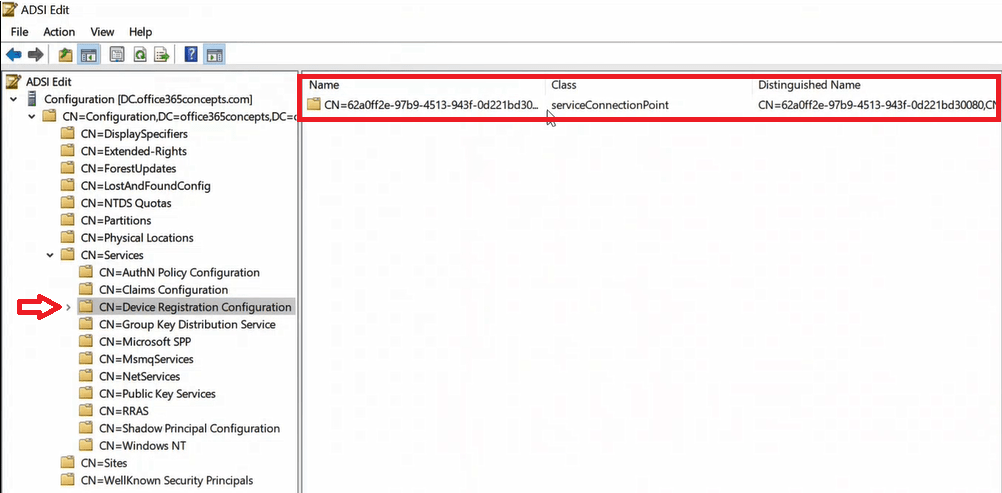 How to find Hybrid Azure AD join SCP in Active Directory