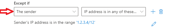 add IP Address exception in transport rule