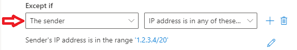 add IP Address exception in mail flow rule