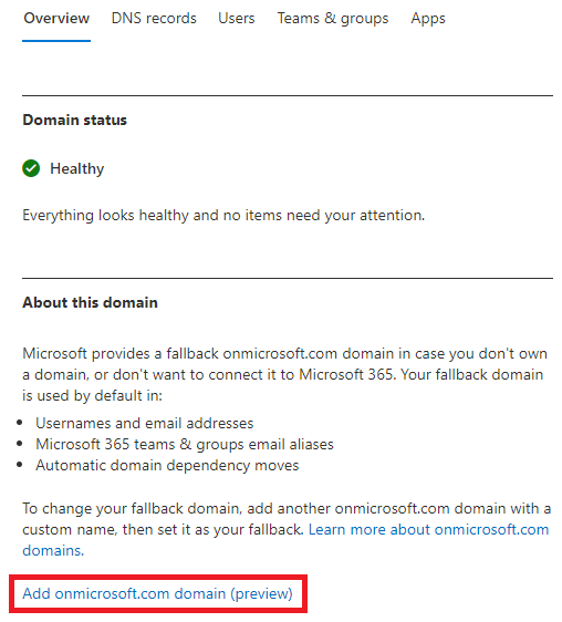 add onmicrosoft domain in office 365