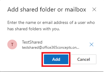 add shared mailbox in OWA