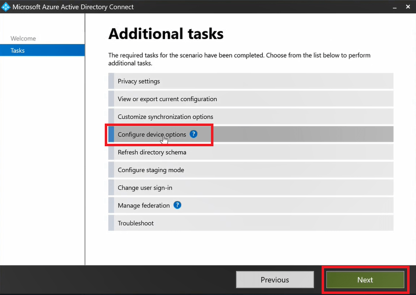 configure device options in azure ad connect