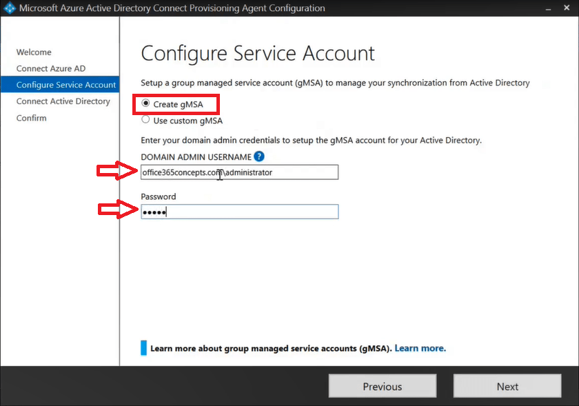 configure service account