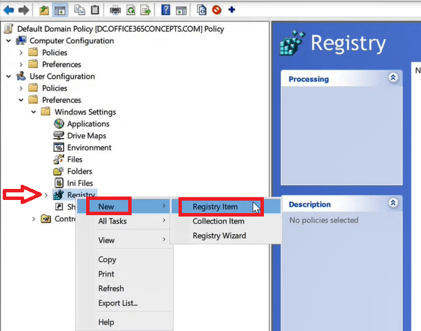 create new registry key in group policy