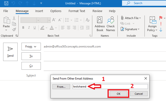 from address in outlook