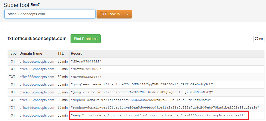 verify SPF record