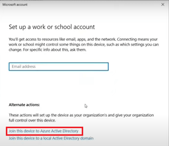 join this device to azure active directory