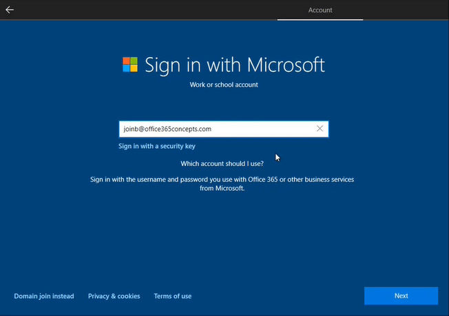 join windows 10 device to azure ad while installaing oerating system 2