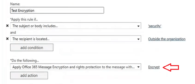 office 365 message encryption transport rule