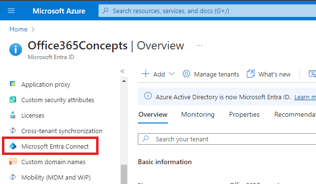 open microsoft entra connect in azure ad