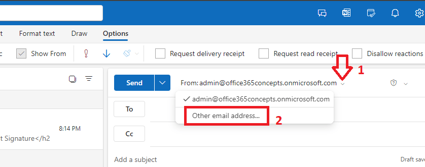 other email address in OWA