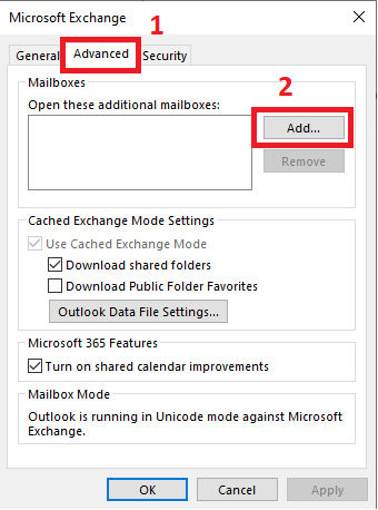 outlook advanced settings