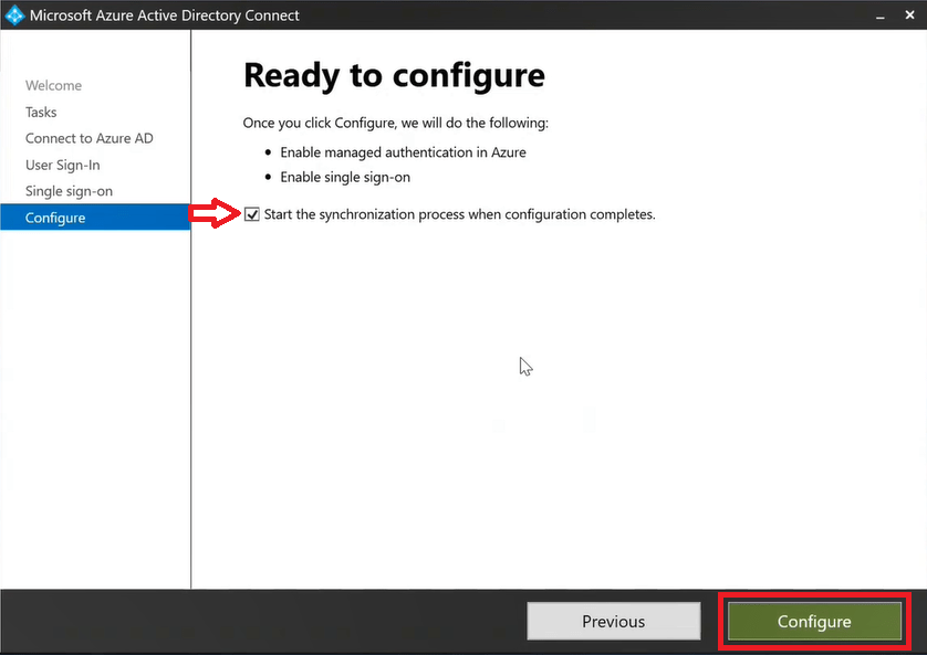 ready to configure azure ad connect