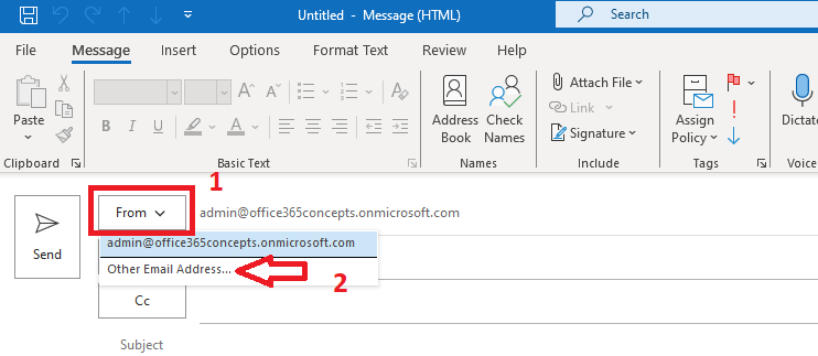 send email from shared mailbox in outlook