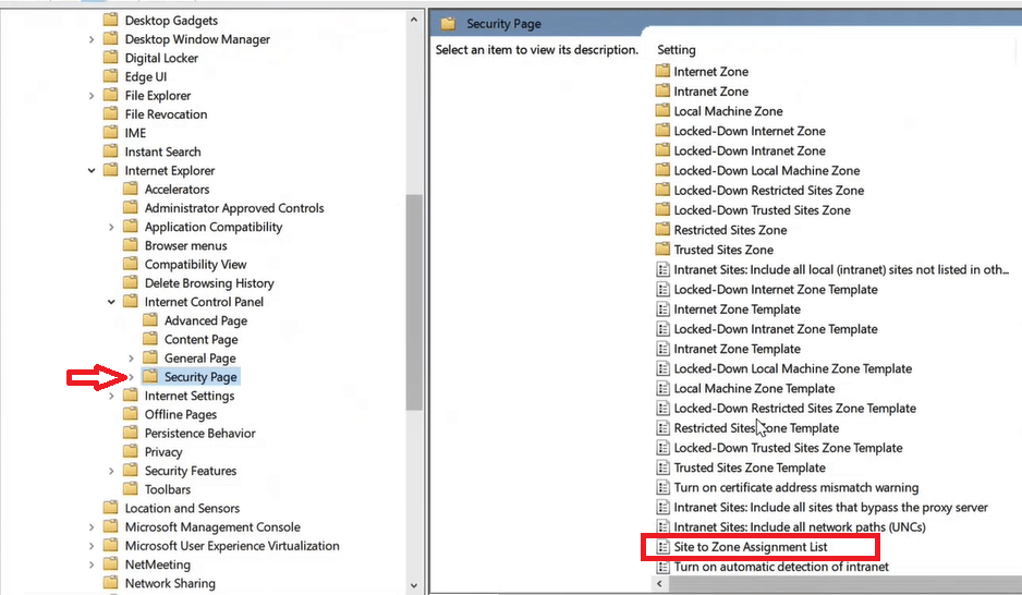 site to zone assignment list group policy