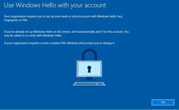 use Windows Hello with your account