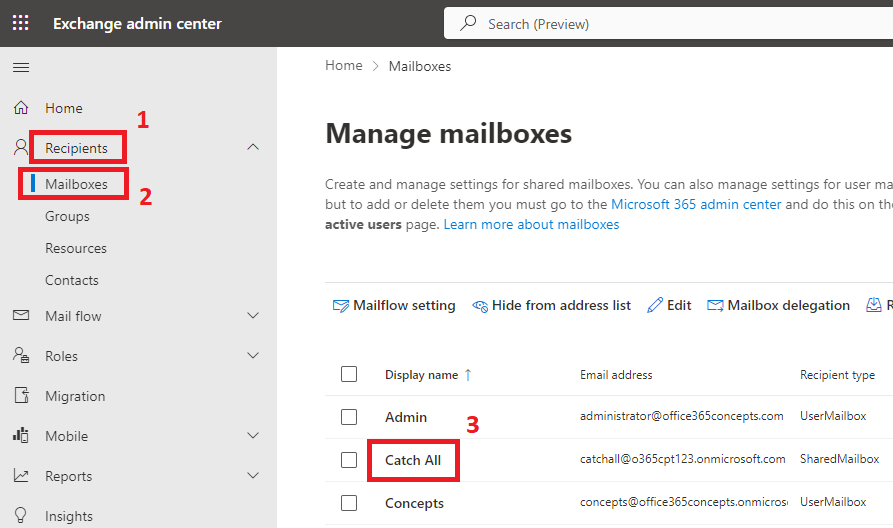 Convert shared mailbox to user mailbox using Exchange Admin Center (EAC)