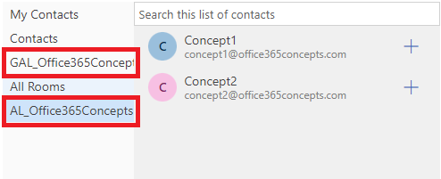 GAL for Office365concepts.com domain user