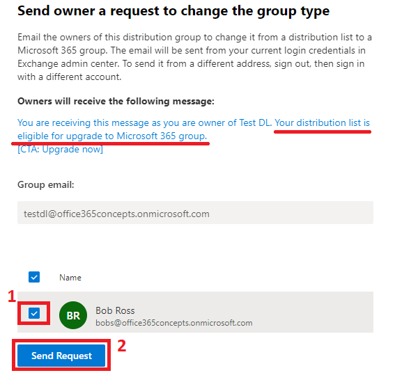 Send owner a request to change the group type